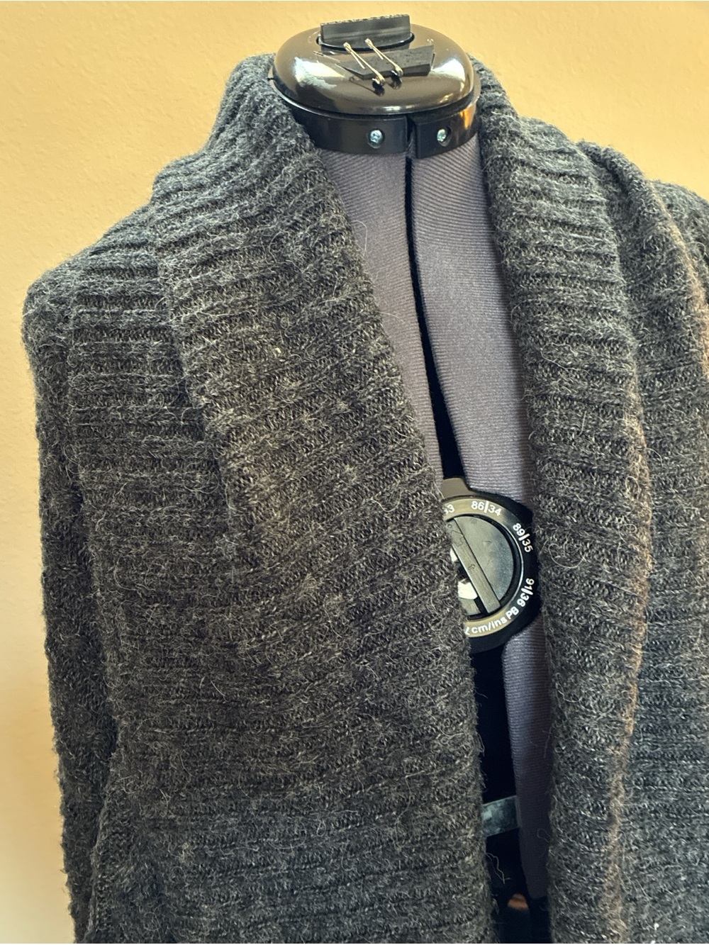 Superdry Festival Fringe dark grey open front cardigan sweater